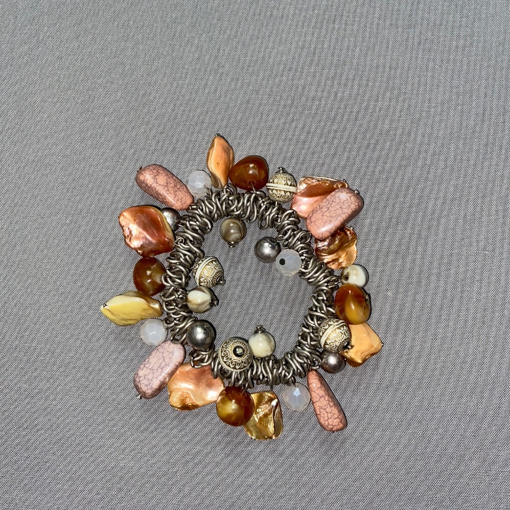 Vintage Stone Dangle Stretch Statement Bracelet P… - image 1